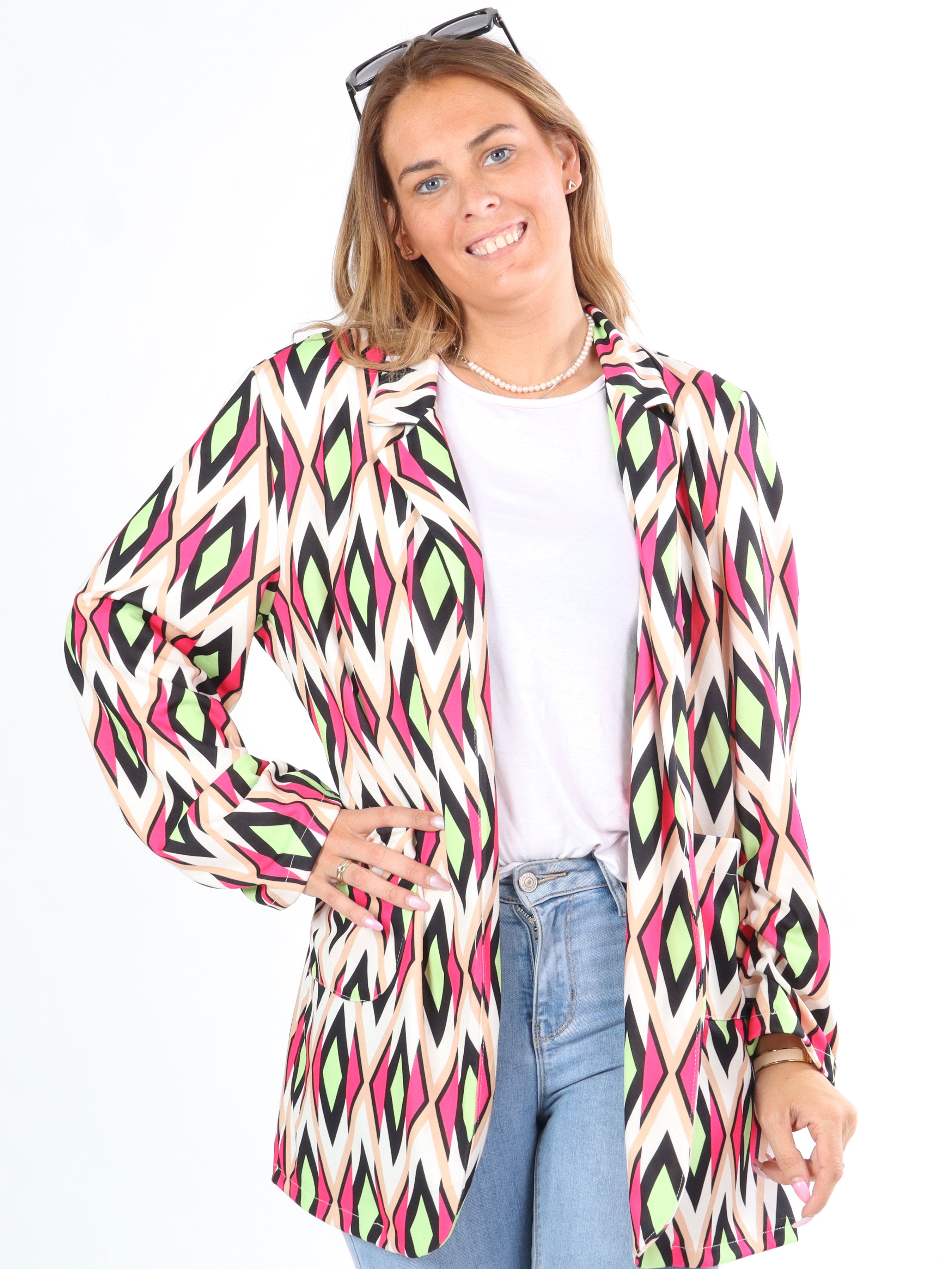 Liv - Mønstret blazer med lommer